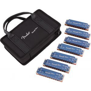 Fender Midnight Blues Harmonica Pack of 7 with Case