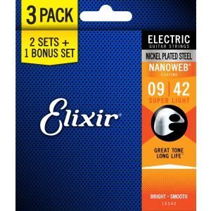 Elixir Nanoweb 3-Pack Super Light Coated 9-42