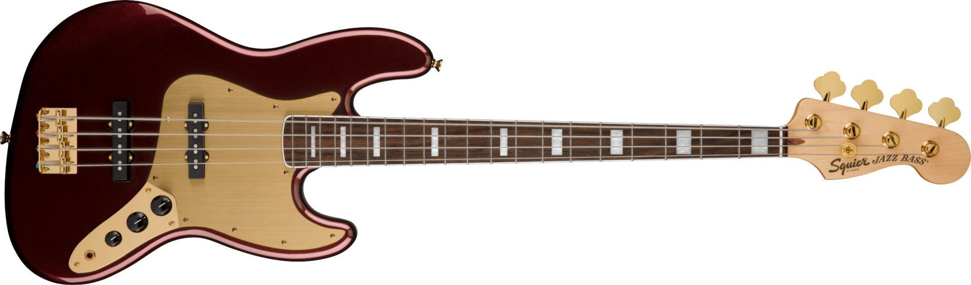Chitara Bas Squier 40th Anniversary Jazz Bass Gold LRL Red