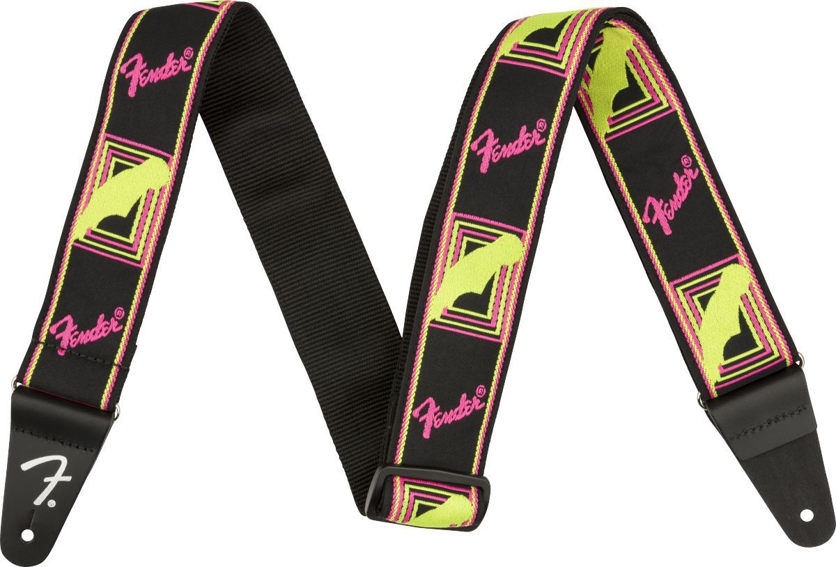 Fender Neon Monogrammed Strap Pink and Yellow