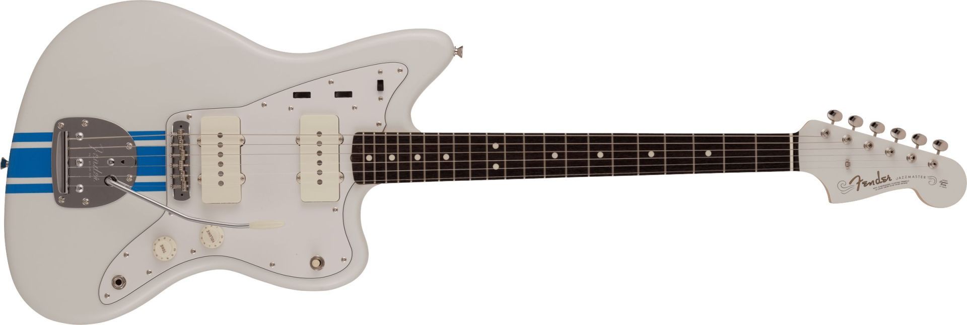 Fender 2023 Collection Made in Japan Traditional 60s Jazzmaster Olympic White with Blue Competition Stripe