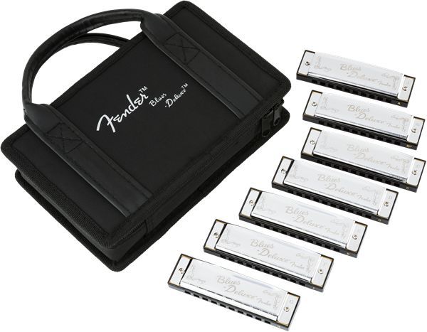 Fender Blues Deluxe Harmonica Pack of 7 with Case