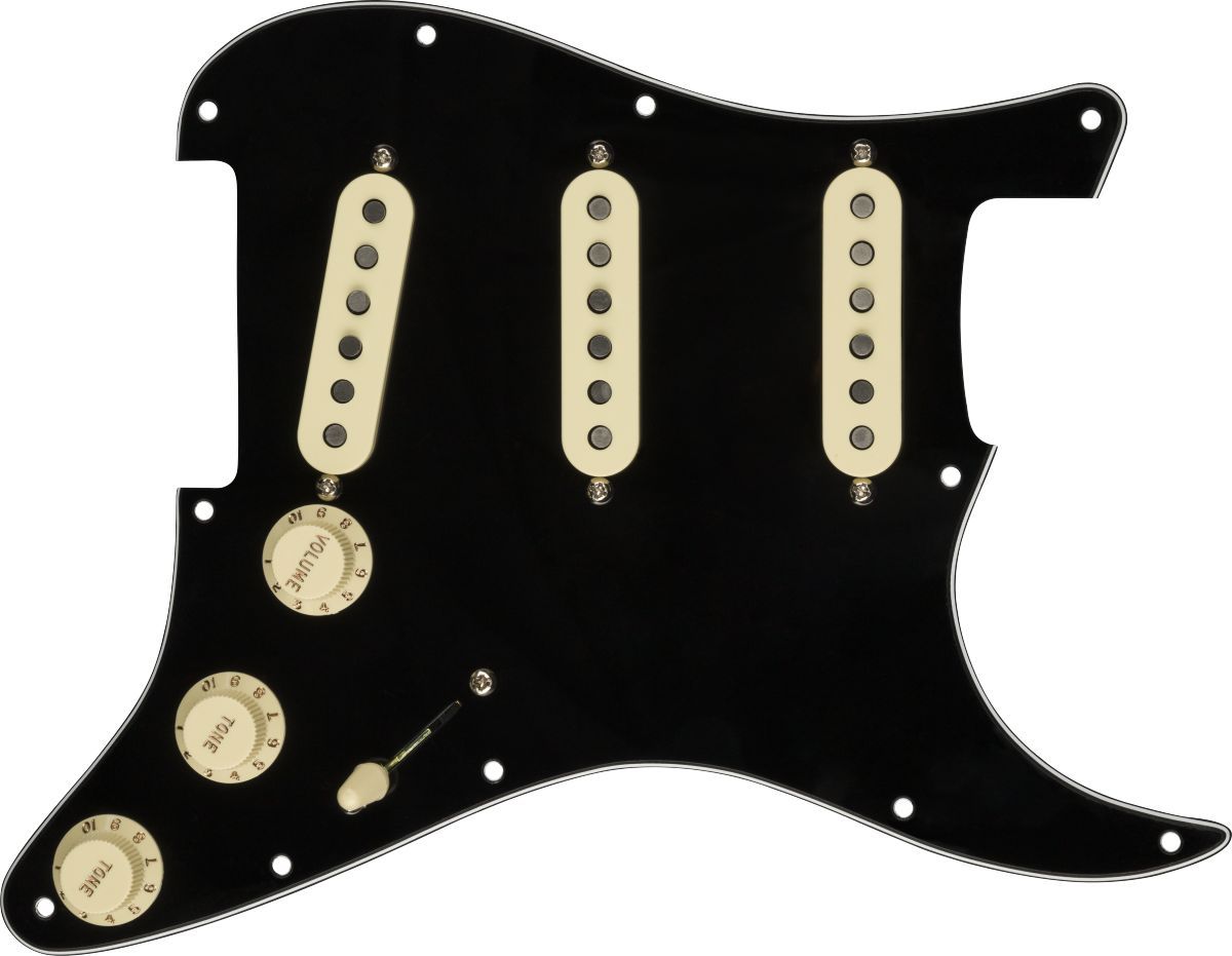 Fender Pre-Wired Strat Pickguard Custom 69 SSS Black
