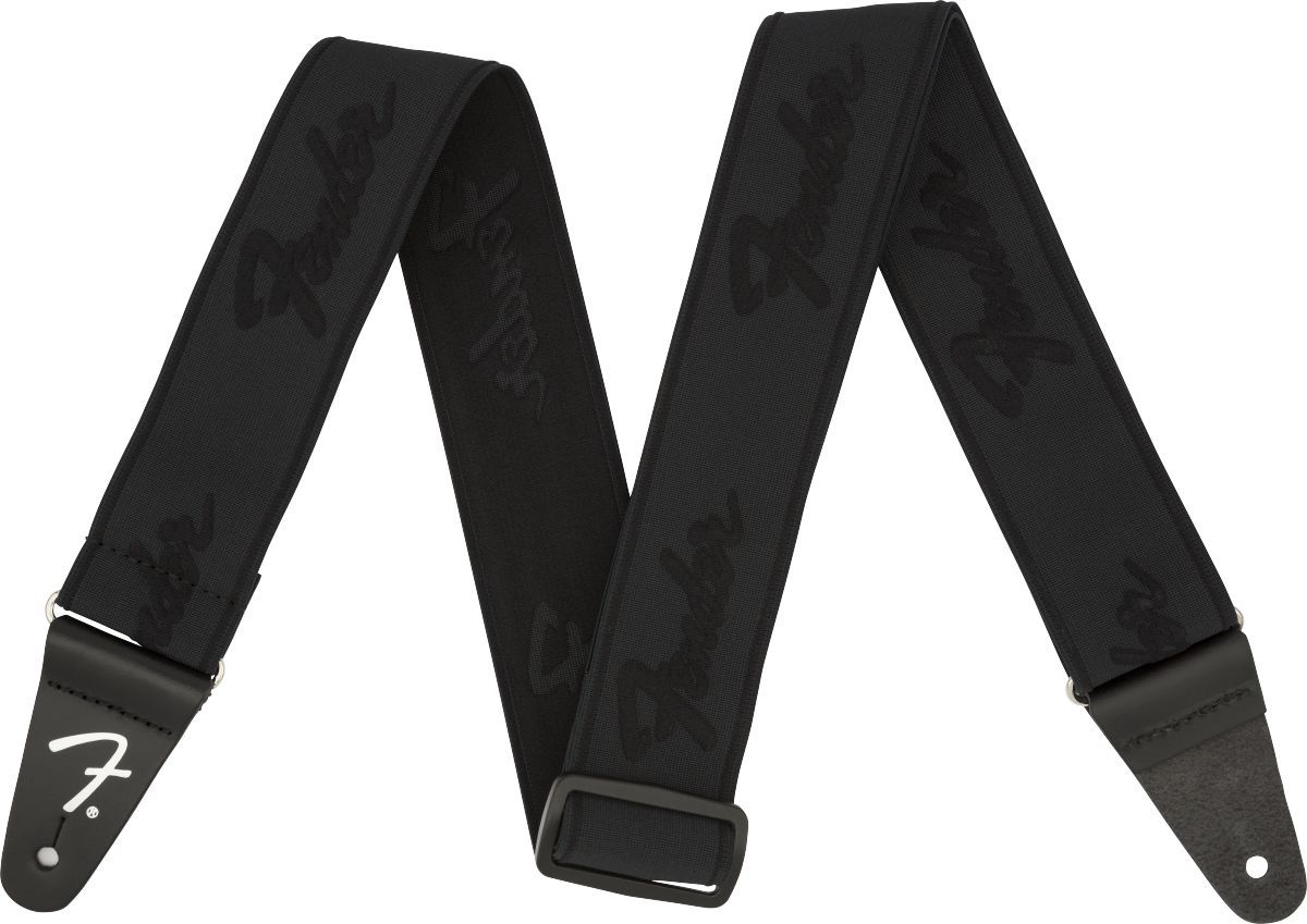 Fender WeighLess 2 Running Logo Strap Black