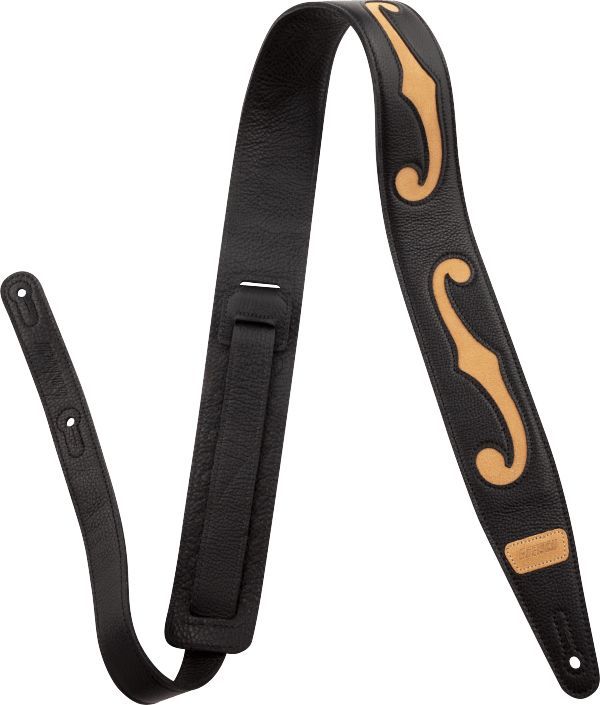 Gretsch Guitars F-Holes Leather Strap Black and Tan 3