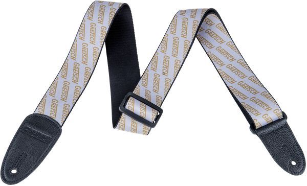 Gretsch Guitars Strap with Gold Logos White