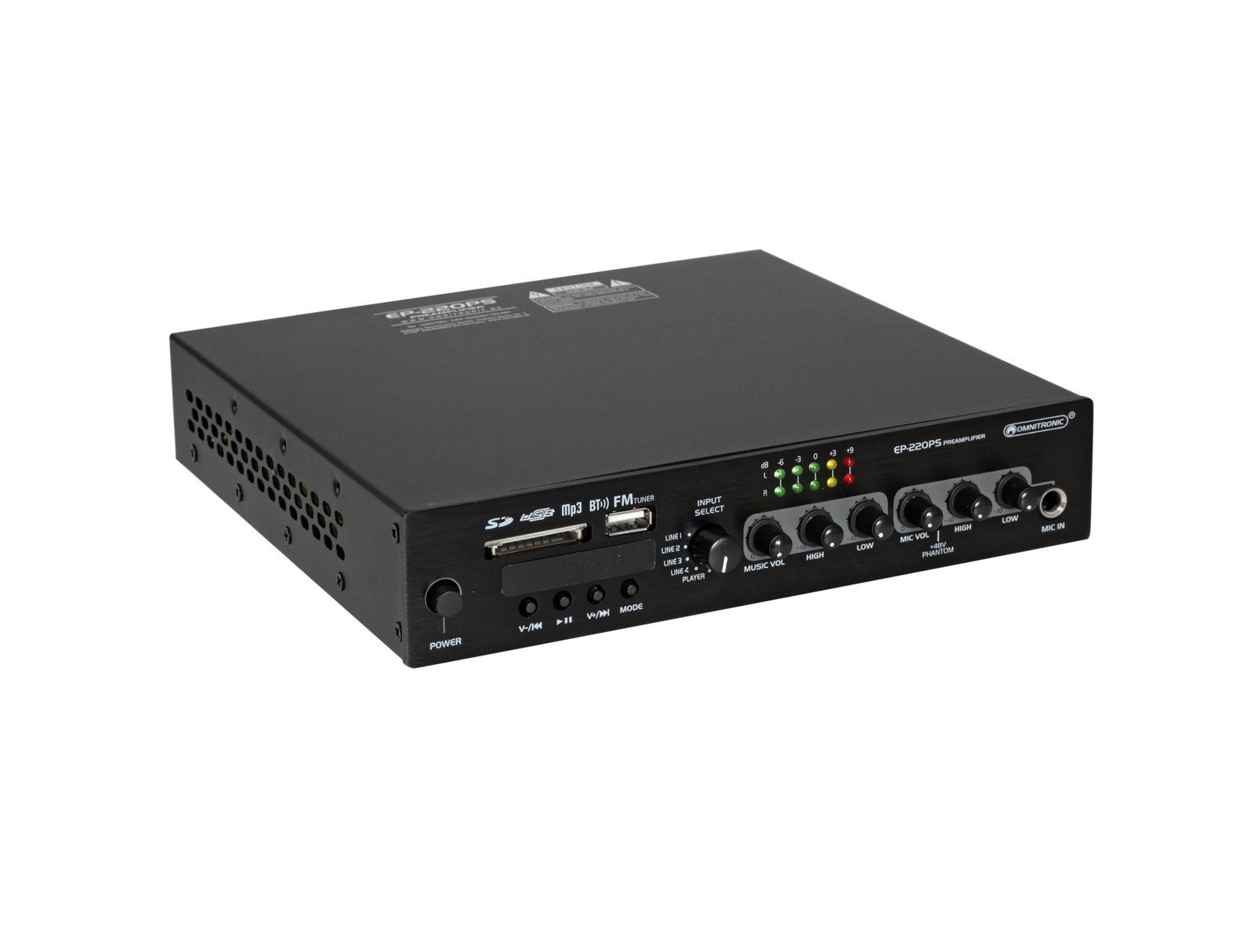 Omnitronic EP-220PS Preamplifier with MP3 Player Bluetooth and FM Radio 9.5