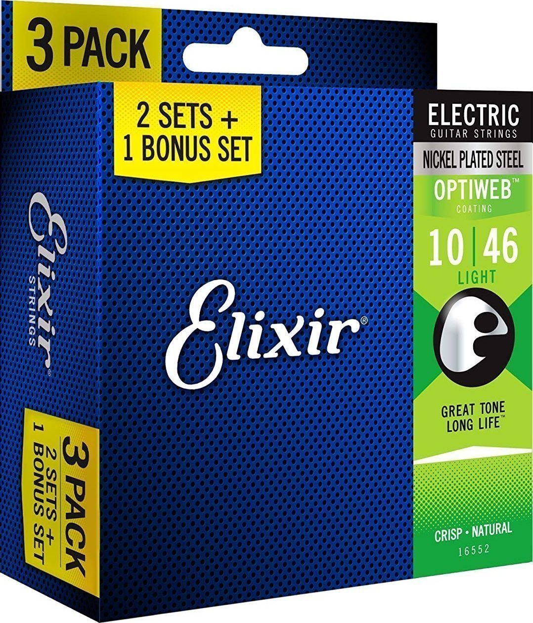 Elixir Optiweb 3-Pack Nickel Plated Steel Light 10-46