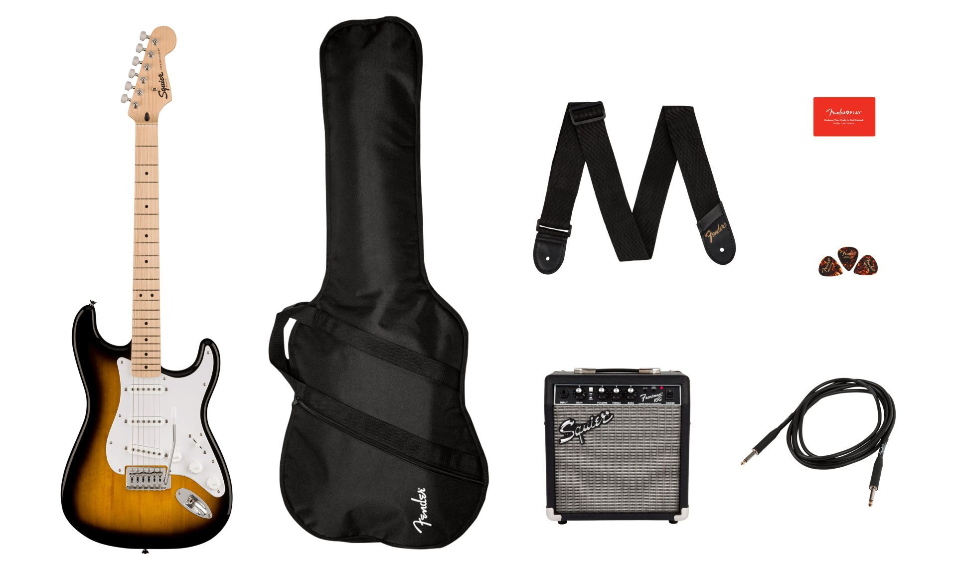 Set Chitara Electrica Squier Sonic Strato Pack Sunburst