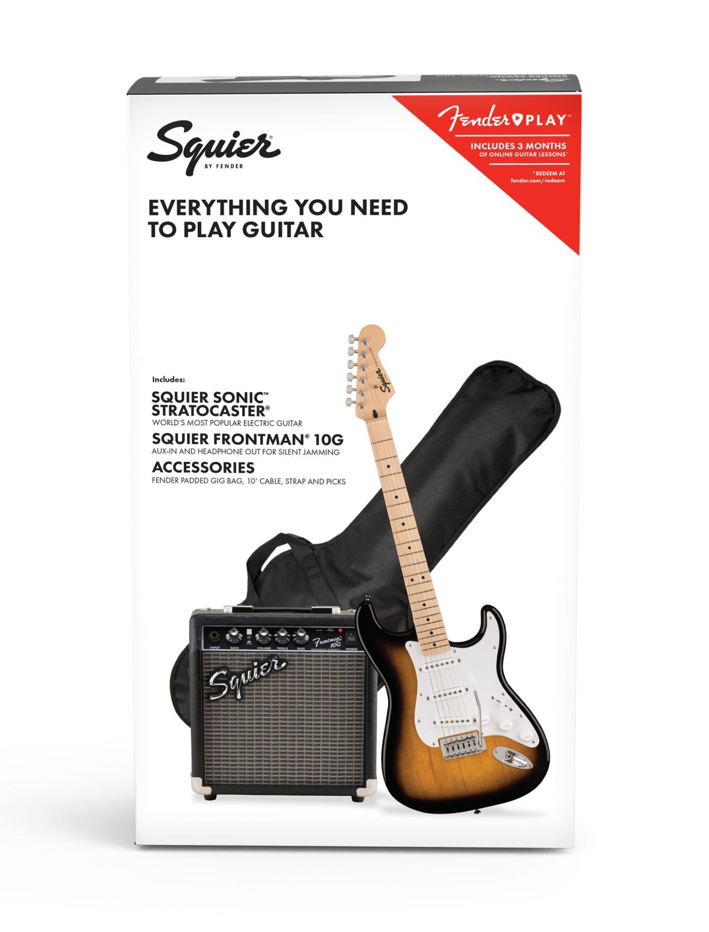 Set Chitara Electrica Squier Sonic Strato Pack Sunburst