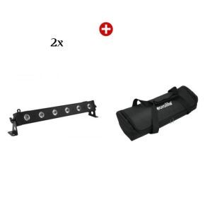 Set Bare de Leduri Eurolite 2 x Eurolite LED BAR-6 QCL RGB+UV + husa