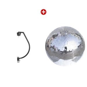 Set glob de oglinda Eurolite Mirror Ball 50cm Silver + stativ motorizat