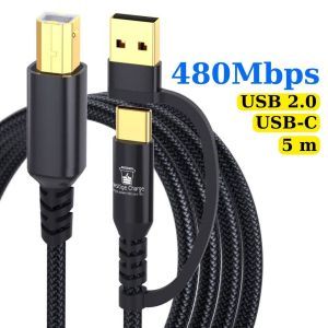 Prestige Charge USB-A and USB-C to USB-B 2.0 5m Prestige Charge USB-A and USB-C to USB-B 2.0 5m