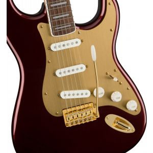 Squier 40th Anniversary Stratocaster Gold Edition LRL Ruby Red Metallic