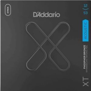 Daddario 12-53 Light XT Phosphor Bronze Coated 3-Pack