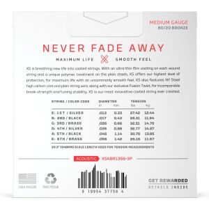 Daddario 13-56 Medium XS 80/20 Bronze Coated 3-Pack