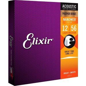 Elixir Nanoweb Light Medium Acoustic Phosphor Bronze 12-56 Elixir Nanoweb Light Medium Acoustic Phosphor Bronze 12-56