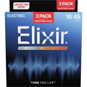 Elixir 16567 Nanoweb Light 10-46 3-Pack