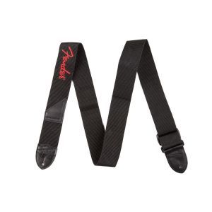 Fender Black Polyester Logo Strap/Red