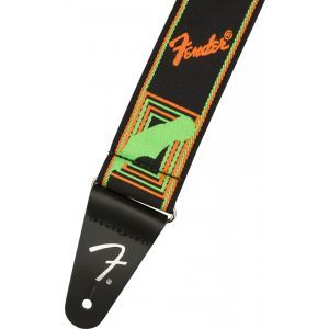Fender Neon Monogrammed Strap Green and Orange