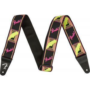 Fender Neon Monogrammed Strap Pink and Yellow