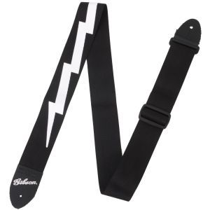 Gibson Lightning Bolt Style 2 Safety Strap Jet Black