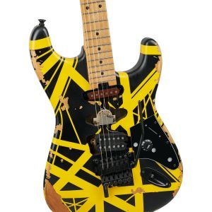 EVH Limited Edition Striped Series Frankenstein Frankie Aged Black and Yellow Black with Yellow Stripes