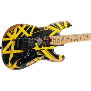 EVH Limited Edition Striped Series Frankenstein Frankie Aged Black and Yellow Black with Yellow Stripes