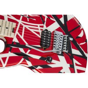 EVH Striped Series LH R-B-W Maple Fingerboard Red Black and White Stripes