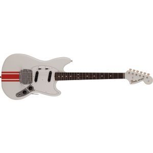 Fender 2023 Collection Made in Japan Traditional 60s Mustang Olympic White with Red Competition Stripe