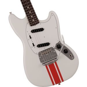 Fender 2023 Collection Made in Japan Traditional 60s Mustang Olympic White with Red Competition Stripe