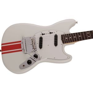 Fender 2023 Collection Made in Japan Traditional 60s Mustang Olympic White with Red Competition Stripe