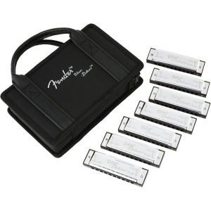 Fender Blues Deluxe Harmonica Pack of 7 with Case