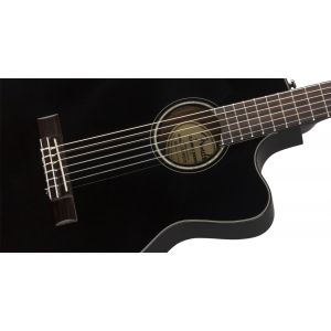 Fender CN-140SCE Nylon Thinline Walnut Fingerboard Black w/case