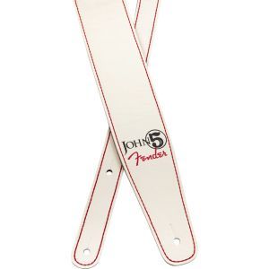 Fender John 5 Leather Strap White and Red