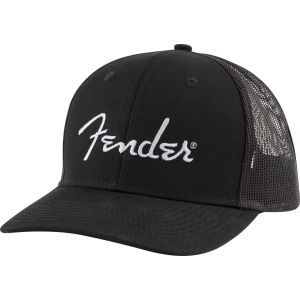 Fender Silver Logo Snapback Hat Black