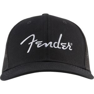 Fender Silver Logo Snapback Hat Black