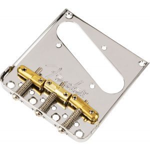 Fender 3-Saddle Top-Load String-Through Tele Bridge with Compensated Brass Bullet Saddles Chrome