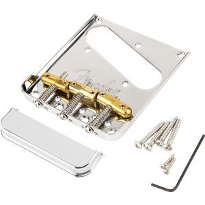 Fender 3-Saddle Top-Load String-Through Tele Bridge with Compensated Brass Bullet Saddles Chrome