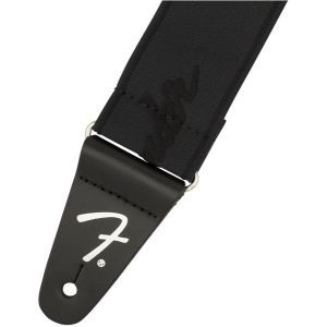 Fender WeighLess 2 Running Logo Strap Black