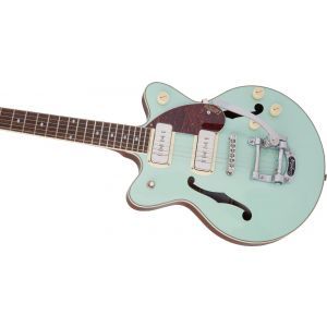 Gretsch Guitars G2655T-P90 Streamliner Center Block Jr. Double-Cut P90 with Bigsby Two-Tone Mint Metallic with Vintage Mahogany Stain