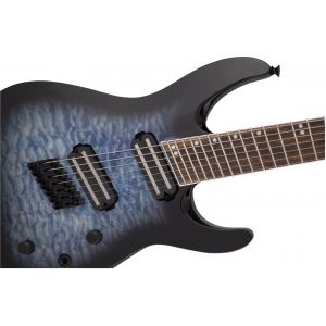Jackson X Series Soloist Arch Top SLATX7Q MS Laurel Fingerboard Multi-Scale Transparent Blue Burst