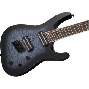 Jackson X Series Soloist Arch Top SLATX7Q MS Laurel Fingerboard Multi-Scale Transparent Blue Burst
