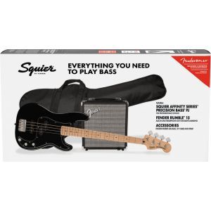 Squier Affinity Series Precision Bass PJ Pack MN Negru