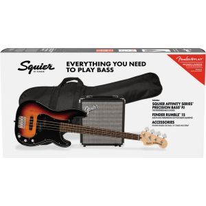 Squier Affinity Series PJ Bass Pack 3-Color Sunburst