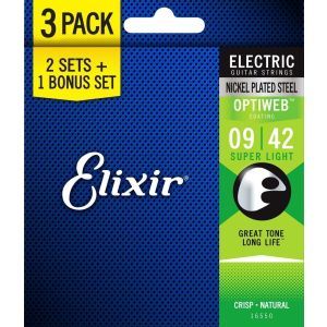 Elixir Optiweb 3-Pack Nickel Plated Steel Super Light 09-42