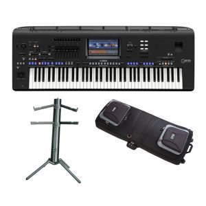 Set Keyboard Yamaha Genos cu Husa si Stativ Clape K&M Spider PRO