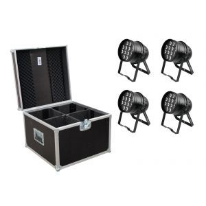 EUROLITE Set 4x LED PAR-64 HCL 12x10W sw + Rack