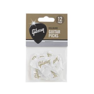 Gibson Perloid White Picks Thin 12 Pack