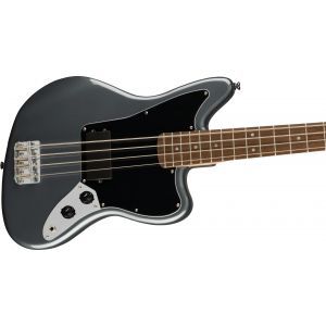 Squier Affinity Series Jaguar Bass H Laurel Fingerboard, Black Pickguard Charcoal Frost Metallic
